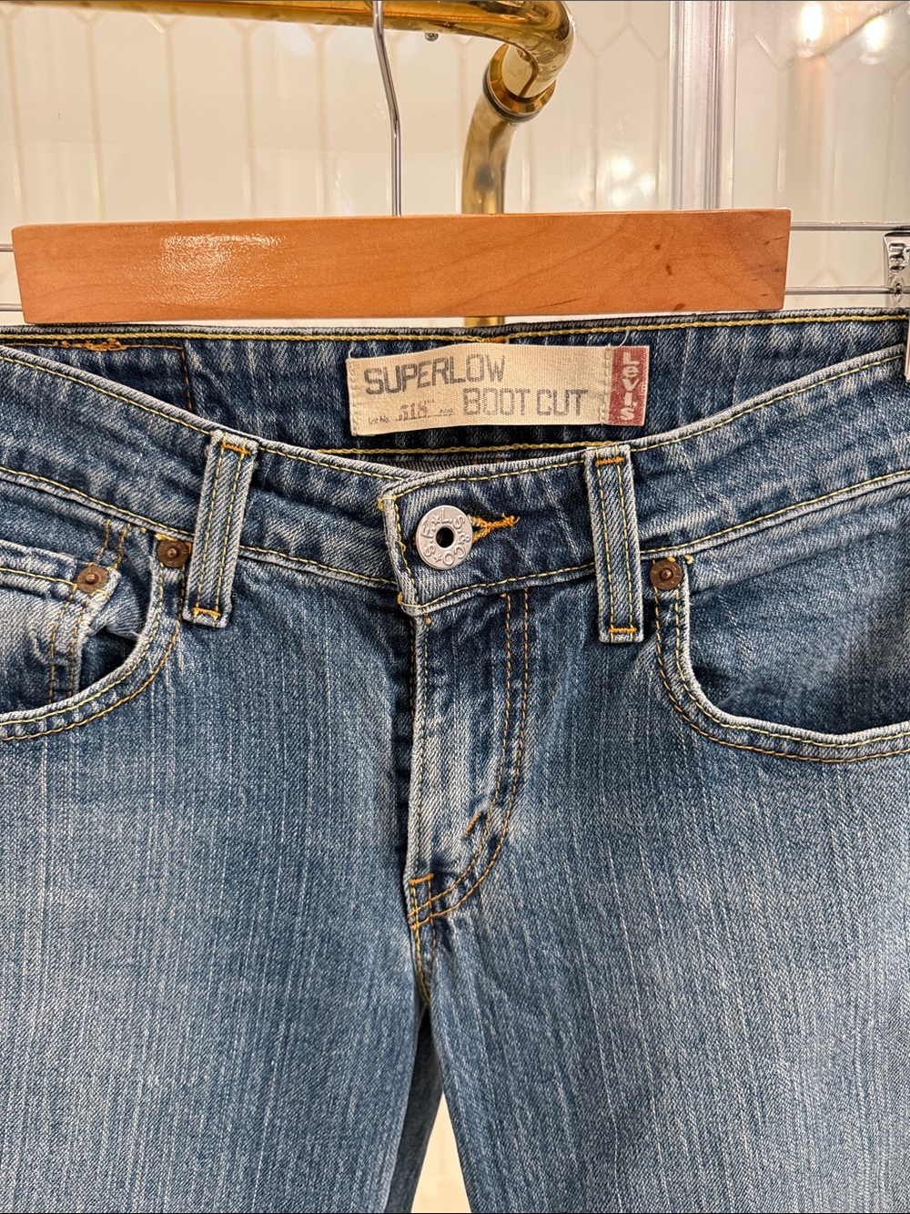 VINTAGE Levi's Light Blue Superlow Boot Cut Jeans - Picture 1 of 5